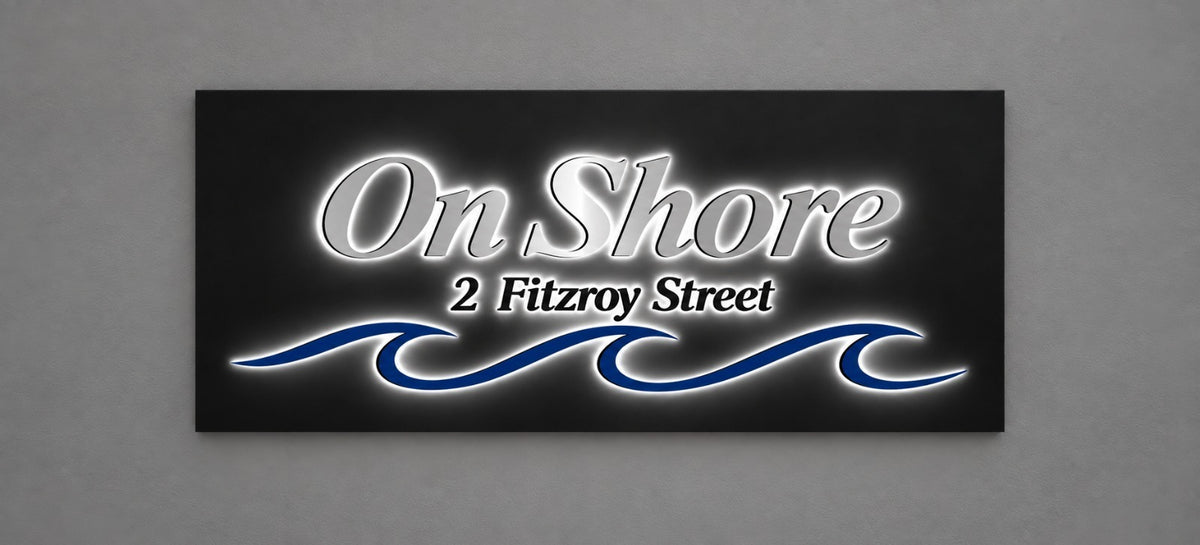 Custom 3D Metal backlit sign with back panel for Basil
