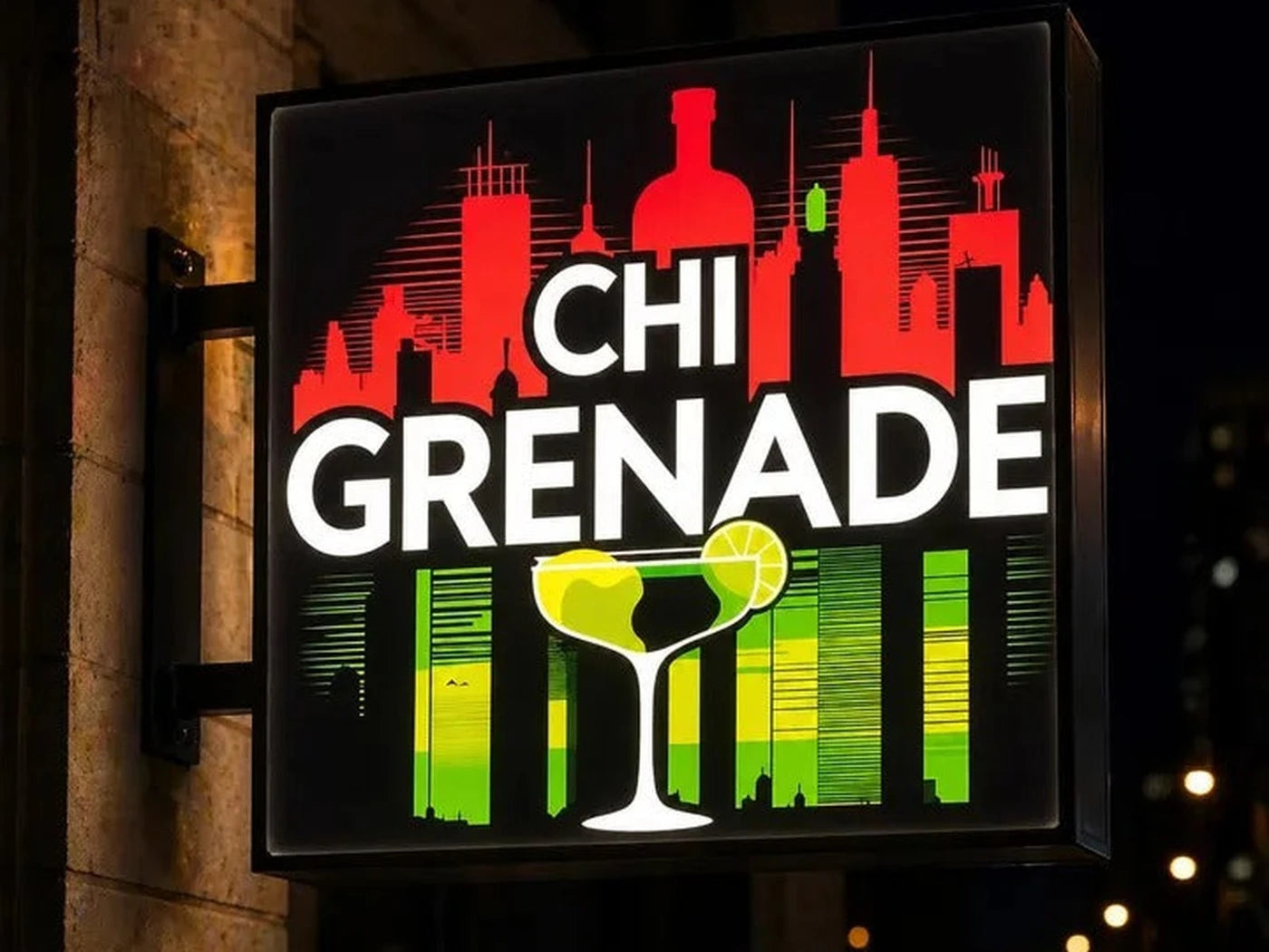 Illuminated projecting business lightbox sign